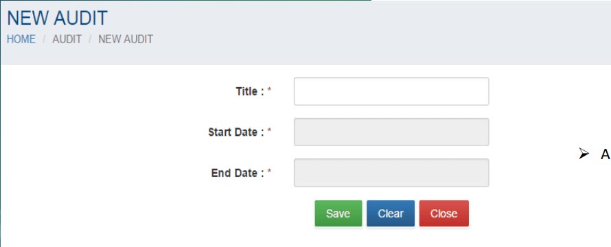 New Audit screen with title, start date and end date New Audit screen with title, start date and end date