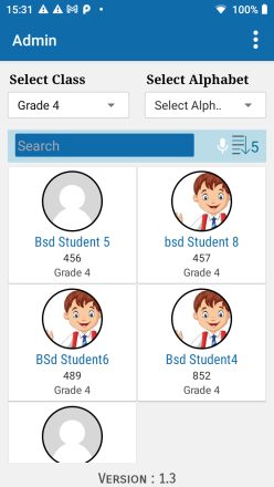 School administrator app: student card list for card issue