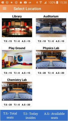 Crowd control app: seats in use at campus locations